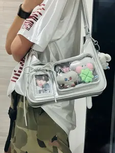 Simple and fashionable homemade transparent pain bag niche design small food volume shoulder messenger bag, multi-pocket design adjustable shoulder strap messenger bag, suitable for the second dimension daily outing, etc.