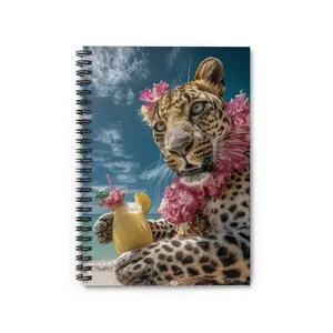Tropical Leopard Notebook - Summer Vibes, Journal, Sketchbook, Gift for Animal Lovers, Travel Diaries, Beach Decor