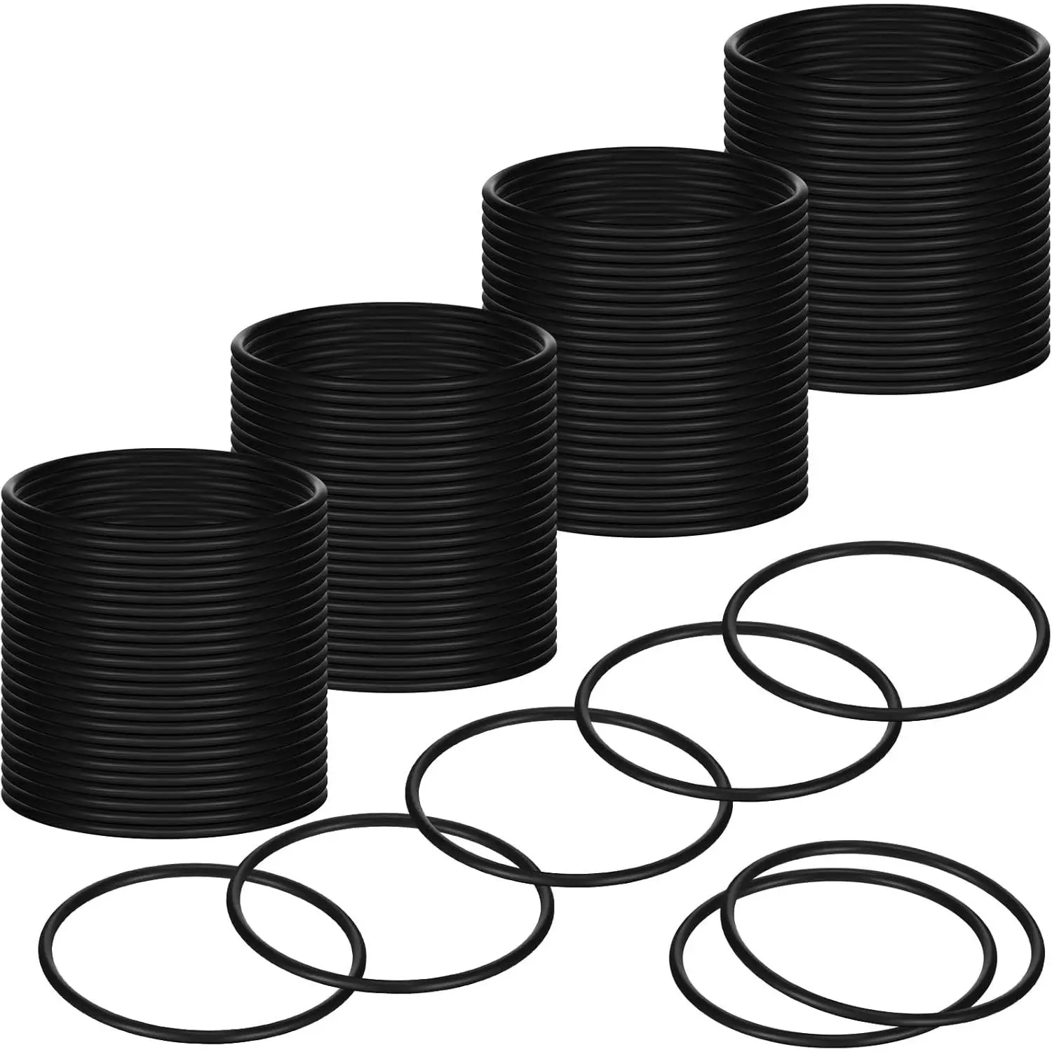 Black Stretchable Silicone Jelly Bracelets - 6.8in 80's Retro Bangle Style for Female, Rock and Roll Party Costumes, Bulk 80's Theme Jewelry