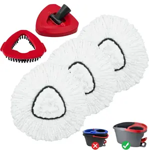 Mop Heads Replacement for Ocedar, Mop Replace Head for Ocedar EasyWring 1 Tank, Microfiber Spin Mop Refills, Include 3 Spin Mop Replacement Head Deep Cleaning Machine Washable with 2 Scrubber Mop Head