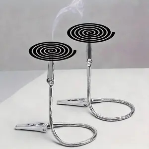 2-Piece Portable High-Temperature Dual-Head Crocodile Clip Metal Mosquito Repellent Stand, Indoor Outdoor Camping Travel Essential, Adjustable Non-Slip Design