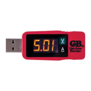 Gardner Bender 3900867 5 in. LCD USB Tester, Red, Compact, Lcd Display