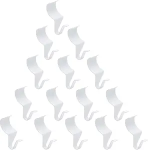 24 Pack No-Hole Needed Vinyl Siding Hooks, White Vinyl Siding Hangers Metal Clips Stainless Steel Wall Hanging Hooks for House Outdoor Light Decorations