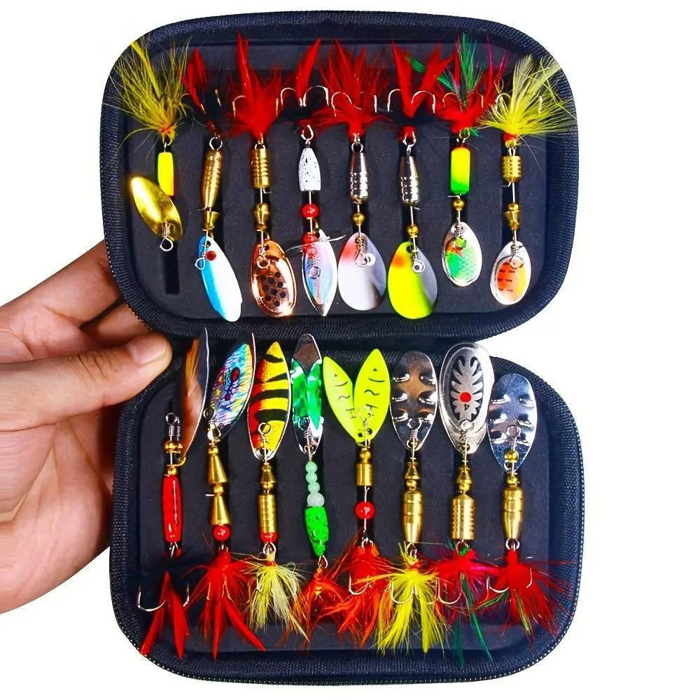 Fishing Spinning Lure Set with Storage Bag (1 Box), Fishing Lures Kit, Spinning Lures with Hooks, Outdoor Fishing Tackle Accessories, Fishing Equipment for Fishing Enthusiasts