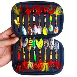 fishing spinning lure set with storage bag (1 box), topwater fishing lure with hooks, fishing accessories & fishing tackle kit for fishing enthusiast, fishing gear, fishing tool kit, fishing equipment,  men gifts, bait lure, fishing tackle organizer