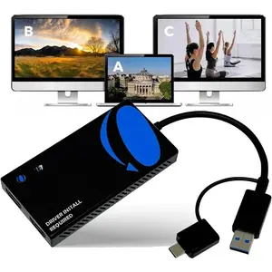 SplitExtend HDMI Splitter Extended Display for Dual  - Multi- Display 3 Separate Screens - USB A & USB-C Adapter to HDMI 2.0, 4K@30Hz Output 1, 1080p Output 2 for Windows,  OS G