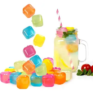 Reusable Ice Cube Plastic Ice Cubes 25 Pack Colorful Refreezable IceCubes for drinks, Whiskey, Vodka or Coffee, Washable Non-Melting Ice Cubes Non-Diluting