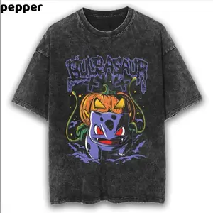 Gengar Gym Ghost Vintage Tee Unisex Anime Shirt 230gsm Premium Cotton Oversized Relaxed Fit S-5XL with Seamless Rib Collar and Classic Look - Apparel
