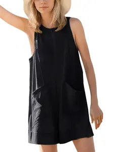 ZEAGOO DealsForYouDays Women's Casual Rompers Stretchy Onesie Summer Sleeveless Shorts Jumpsuits with Pockets