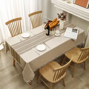 Premium Cotton Linen Tablecloth Natural Textured Table Cover Soft Breathable Eco-Friendly Washable Wrinkle Resistant Durable Farmhouse Style Perfect for Dining Kitchen Living Room Coffee Table Party Daily Use BPA Free