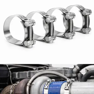 “4 Pack T-Bolt Hose Clamp 304 Stainless Steel Heavy Duty 17-174mm Turbo Pipe Clamp Truck Industrial SS304”