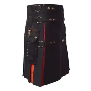 Rainbow Utility Kilt in Black A Bold Expression of Style and Function