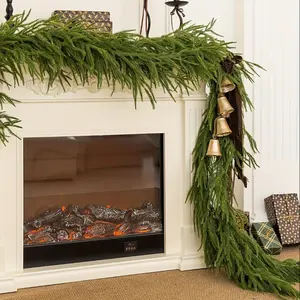 9FT Norfolk Pine Artificial Wreath - Realistic Winter Green Wreath for Indoor and Outdoor Christmas Decorations, Light Ornaments Plastic Artificial Pine decorating home decorating home