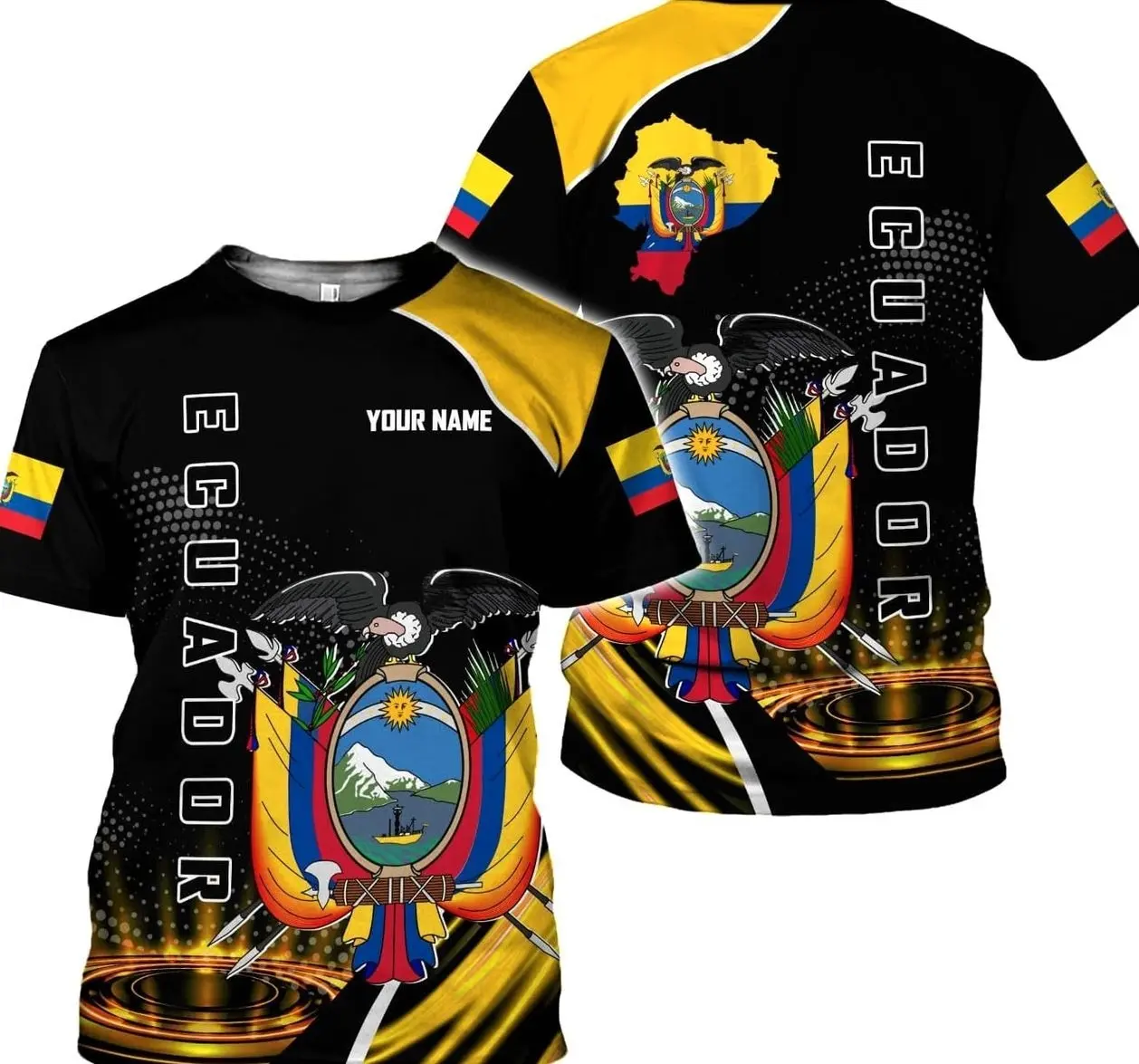 Tee4U 8 Personalized Name Ecuador Shirt 3D Ecuadorian Flag Pride Gift T-Shirt for Men Women S-5XL Camiseta De Ecuatoriana Mujer Polo Shirt, S-5XL Unisex RLG6