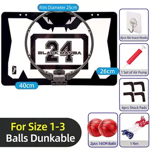 Indoor Basketball Hoop for Kids, Office Door Basketball Hoop, Mini Basket for Teens and Adults, Includes 2 Balls, Wall-Mounted Design