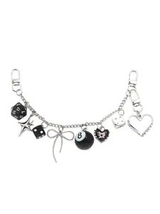 Black 8 Classic Odd-shaped Dice Billiard Keychain Pouch, Mobile Phone Pendant Cherry Pool Ball Pouch Chain, Stylish and Versatile, Exquisite Gift for Her