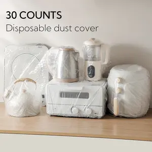 30 Counts Dustproof with Elastic,Clear Disposable Dust Cover for Kitchen Household Furniture,Thickened Appliance Dust Covers for Blender,Pressure Cooker,Air Fryer,Oven,Coffee Maker,  Toaster,Slow Cooker Accessories Springtok Outdoorfun
