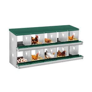 Garvee Metal Chicken Nesting Box with 10 Compartments, Roll Away Design, Wall Mountable, Ventilated for Airflow, Easy Egg Collection, Green Color, No Legs Included