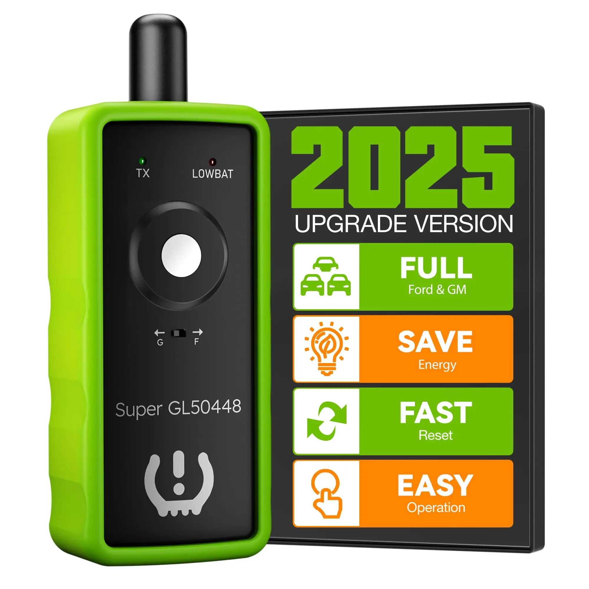 2IN1 TPMS Relearn Tool Super GL50448 for GM and Ford with Model Switch Button,Tire Pressure Sensor Monitor Rest Activation for Buick, Cadillac, Chevro