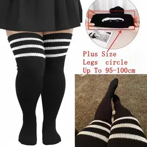 Plus Size Thigh High Socks, Best Gift for Mon, Plus Size Thigh High Stockings for Women,Extra Long Striped Over The Knee Socks Leg Warmers