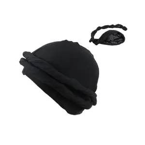 Stylish Black Twisted Halo Head Wrap for Men and Women - Luxurious Satin-Lined Turban Cap with Halo Design Soft Headscarf Beanie Hat
