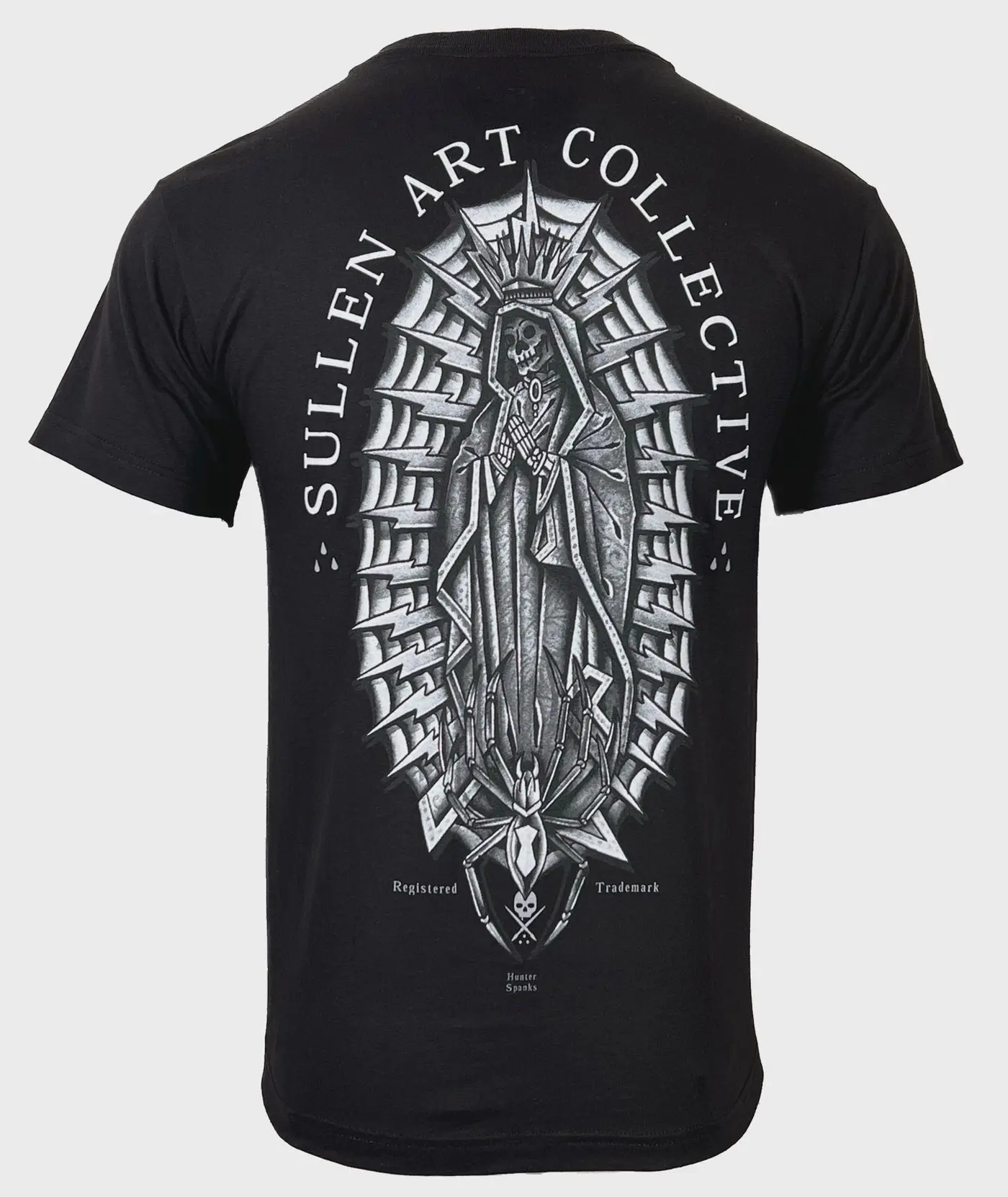 Sullen Men's T-shirt HR SPANKS NIGHTMARE Jet Black Tattoo Skull All Print POLYESTER Shirt Menswear Top