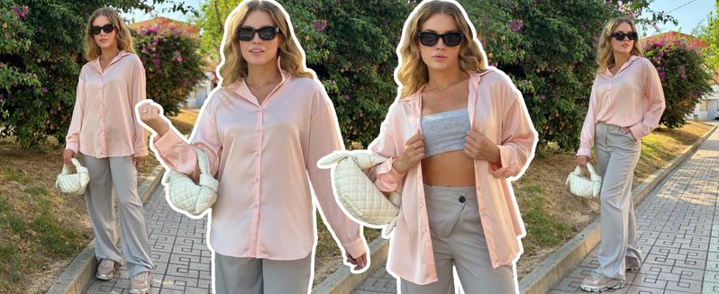 Womens Blouse Satin Silk Shirts Button Down Shirts Casual Loose Long Sleeve Office Work Tunic Tops