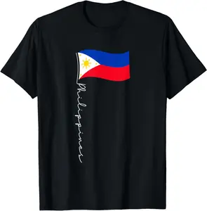 100% Cotton Philippines Signature Flag Pole - Elegant Filipino Flag T-Shirt