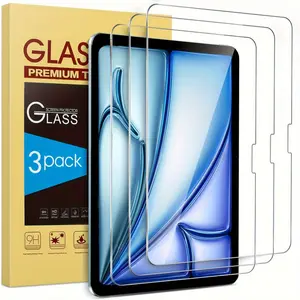 3-piece set of tempered glass screen protectors suitable for iPad Air 11-inch M2 2024/M3 2025 A2902/A2903/A2904 A3267/A3270/A3266, transparent anti-fingerprint, anti-glare, scratch-resistant