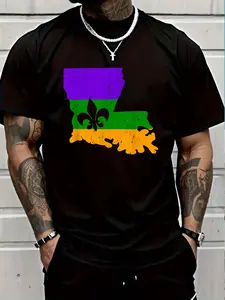 100% Cotton 2019 Mardi Gras Shirt Supply Distressed Mardi Gras Fleur De Lis T-Shirt Unisex-Adults Unisex-Kids Black Short Sleeve T-Shirt Small Men's Women's vintage Summer vacation tops Graphic Tee