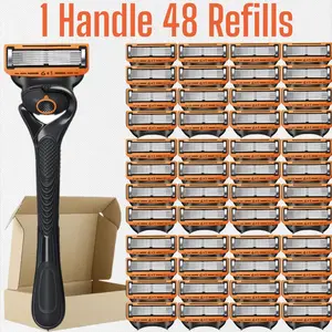 Men's Shaving Razor Set with 1 Handle and Extra Refills, Precision Trimmer, Stainless Steel Blades, Universal Fit, Sealed Packaging