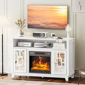 Fireplace TV Stand for 60''/70'' TV, Entertainment Center with Storage Cabinet, Entertainment Center Console Table with 18''/23'' Electric Fireplace