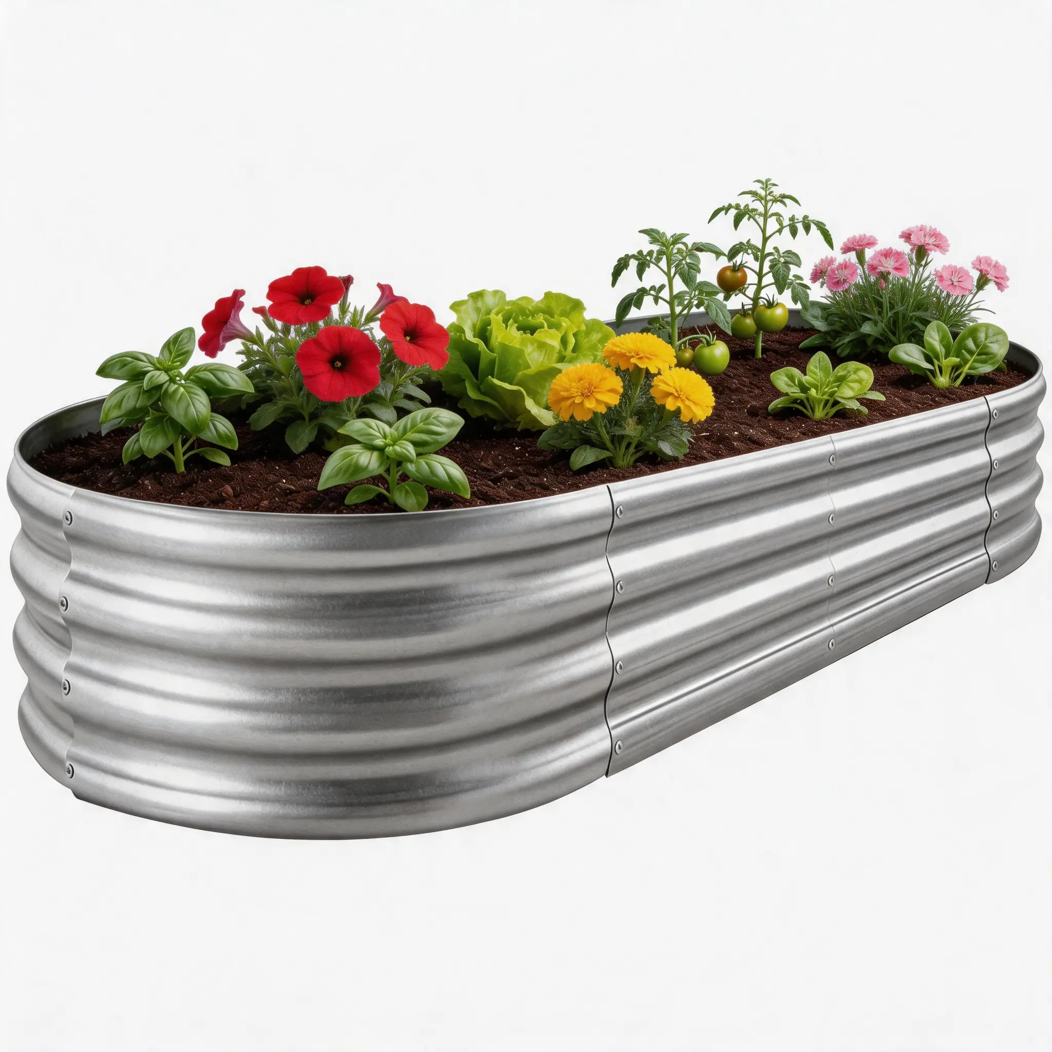 Galvanized Double-Layer Extra-Thick Steel Raised Garden Bed Kit, 4×2×1 ft Oval Large Metal Planter Box  for Vegetables, Herbs, Flowers, Outdoor Corrosion-Resistant for Patio, Backyards, 0.78Mm, 1.56Mm