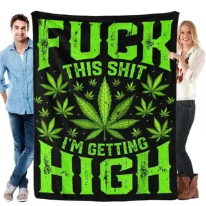 Fuck This Shit I'm Getting High Graphic Marijuana 420 flannel Blanket  Soft Blankets, Perfect for Home Bedroom Bed Sofa Picnic Travel and Office Use Ideal for Holiday Gifts.
