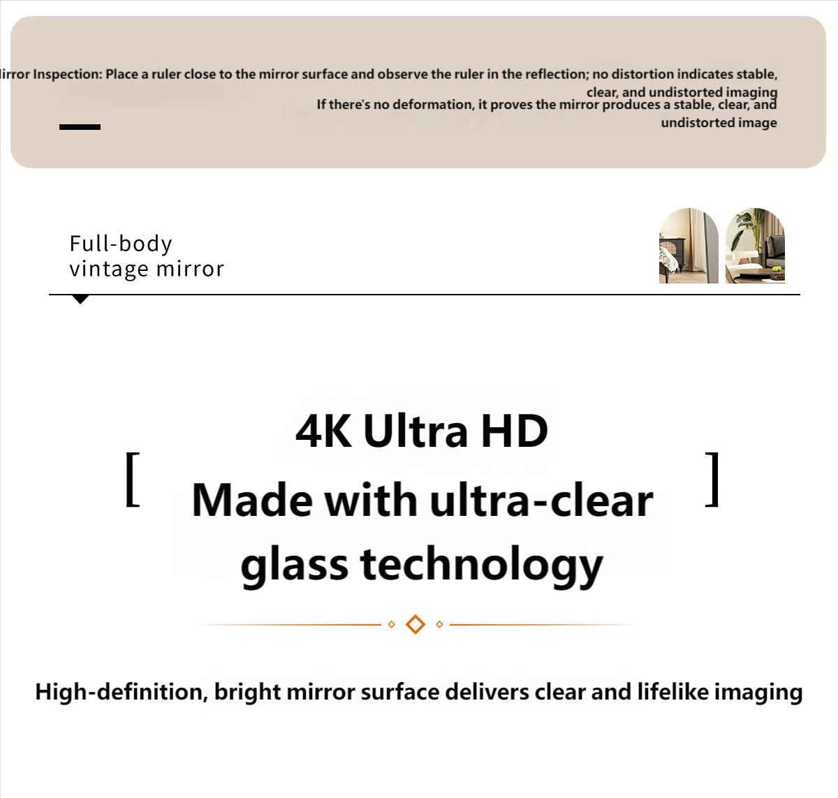 Arched full-length mirror with bracket, full-length mirror, full-length mirror, floor standing mirror, home wall mounted mirror, simple dormitory, bedroom, hotel and bathroom, large mirror, living room and dressing room, wardrobe, hanging mirror for use