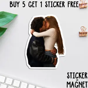 Couple Kissing Sticker, Romantic Passionate Kiss Decal, Heartfelt Love Meme Vinyl, Waterproof Laptop Car Bumper Magnet