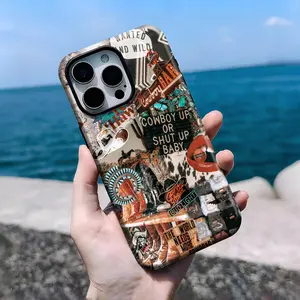 Retro Western Collage Iphone Case: Cowboy Cowgirl Art Compatible With Iphone 16, 15, 14, 13, 12, 11 Pro Max Plus X, Samsung S25 S24 S23 S22
