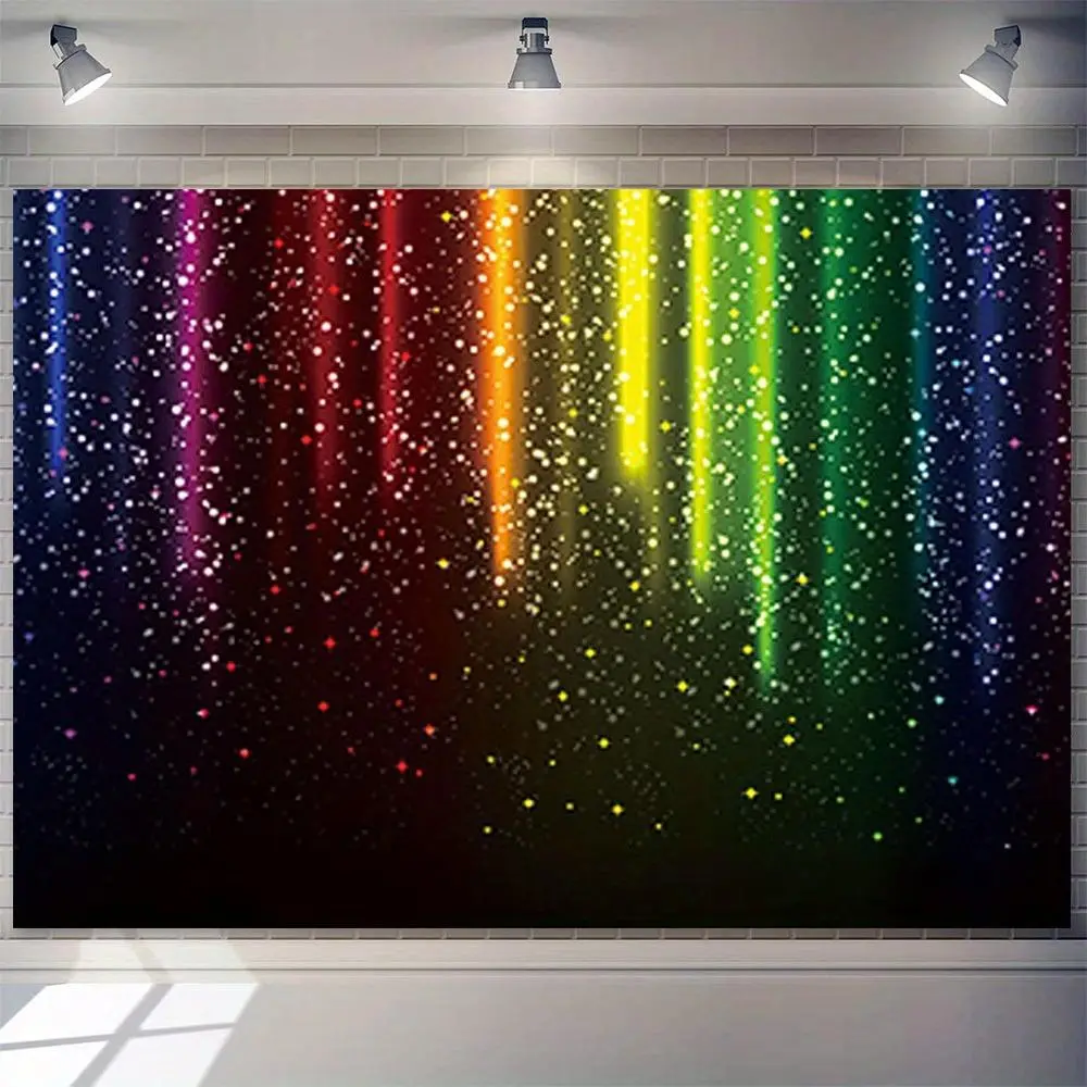 1pc Let's Glow Party Backdrop - Rainbow Neon Splatter Pride Month LGBT Decor,  Fabric Photo Booth & Cake Table Decor for Weddings, Birthdays, Graduations - No Electricity Needed, Rainb Banners Ornaments