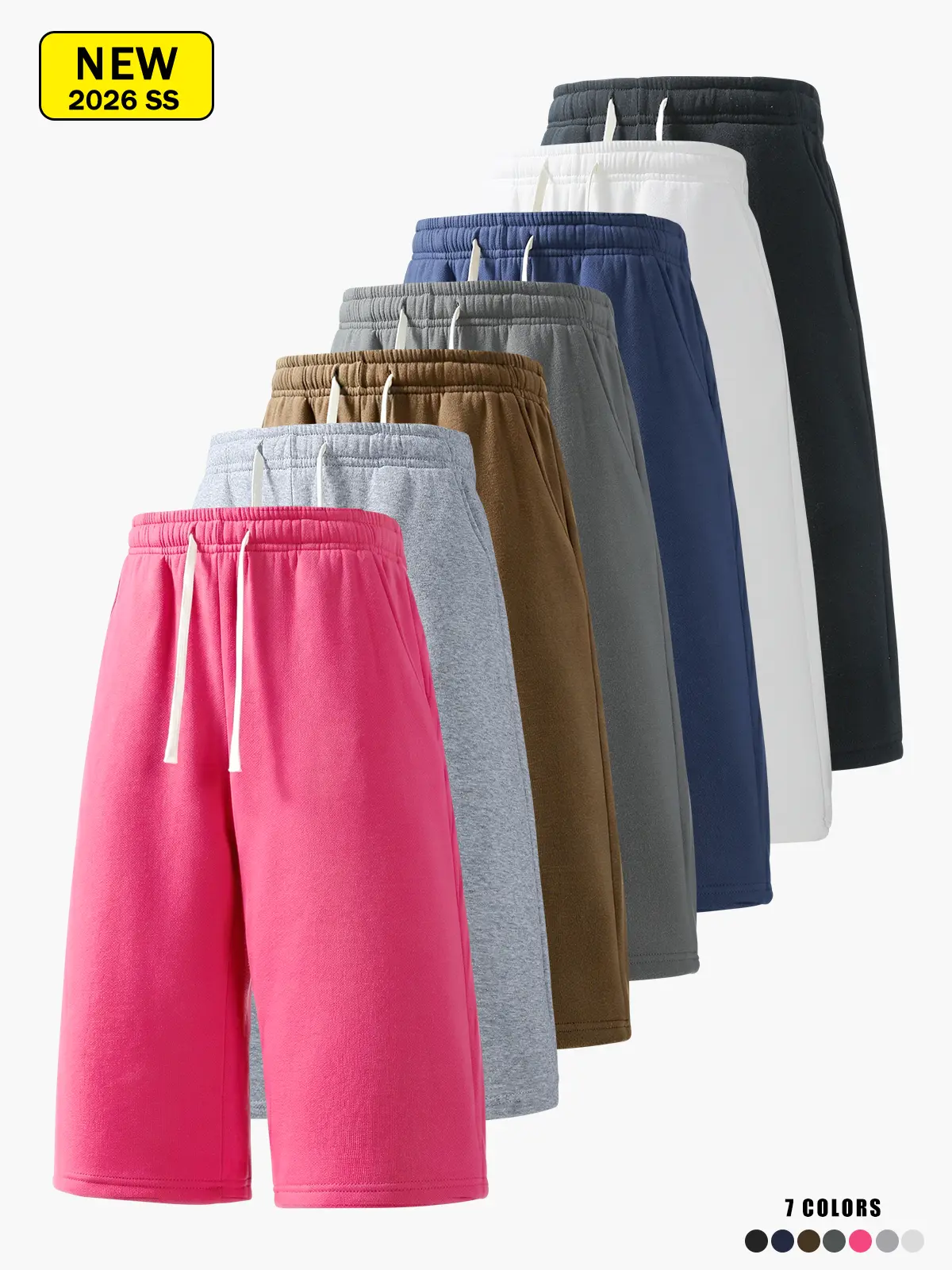 Men’s summer casual athletic shorts, three-quarter length, loose straight fit, comfortable breathable fabric, suitable for running, fitness, training, and other outdoor sports.