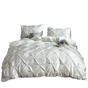 Washed Tencel Knitted Craft Simple European Style Three-Piece Set Duvet Cover Pillowcase Bedding Twin Full Queen King Sizes pillow neck Fitted Sheet Lightweight Comforter  set comfort