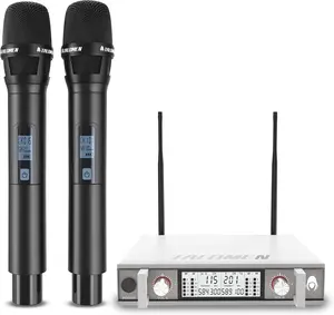 #SummerVibe Talomen K120 UHF Wireless Microphone System, Dual Channel Metal Handheld Cordless Mic Set with Auto Scan, 393 ft Range for Karaoke, DJ, Church, Wedding