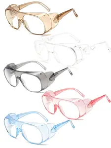 Safety Large Frame Eyeglasses, Clear Lens Suitable for Men and Women, Outdoor Indoor Use, Windproof Eye Protection High Aesthetic