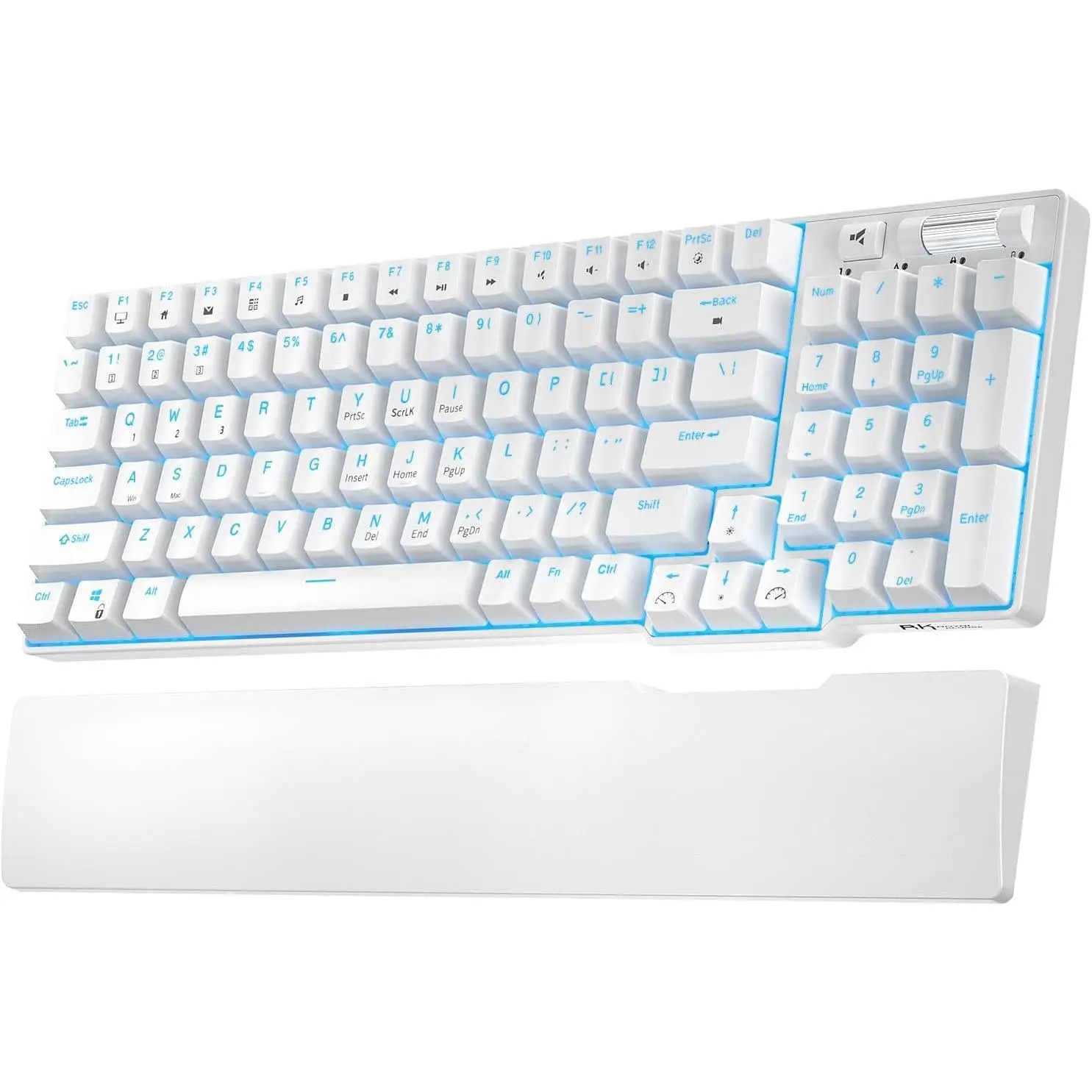 RK ROYAL KLUDGE RK96 90% Triple Mode BT5.0/2.4G/USB-C Hot Swappable Mechanical Keyboard with Magnetic Wrist Rest, 96 Keys Wireless Gaming Keyboard with Software, Blue Backlight