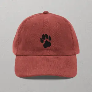 Custom Embroidered Paw Print Vintage Corduroy Cap