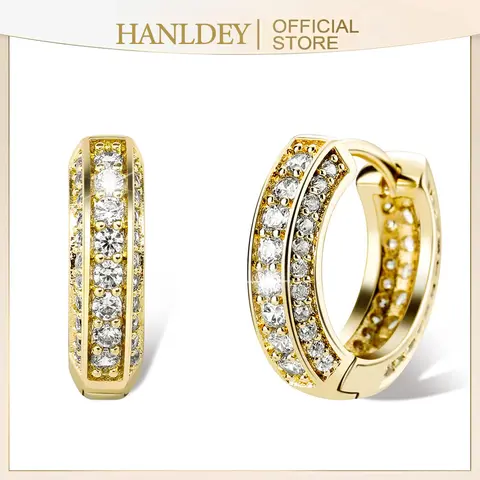 14K Gold Plated Iced Out CZ Earrings - Elegant Gold-Toned Cubic Zirconia Huggie Hoops, Hypoallergenic Materials, Non-Tarnish, Fade-Resistant, Lightweight Round Cartilage Cuffs, Bling Effect, Bold Touch Adult Anniversary Costume Jewelry