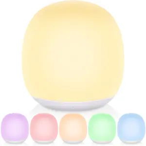 [TYUTE]Night Light for Kids, Baby Light for Nursery with 8 RGB Colors Changing, Egg Night Light with 1H Timer & Touch Control, Soft BPA Free Portable Dimmable Night Lamp for Kids Room