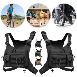 Tactical Sports Chest Bag Pouch Large Capacity Multifunctional Vest Backpack Adjustable Strap Chest Pack Rig for Outdoor Running Sporty Pocket Design