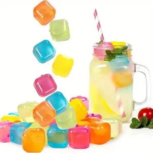 Reusable Plastic Ice Cubes Summer Ice Various Shapes Bar Party Cold Quick Freezing Easy to Clean Easy to Use for Coffee Wine Whiskey Cocktail Lunch Bag Cooler Colorful