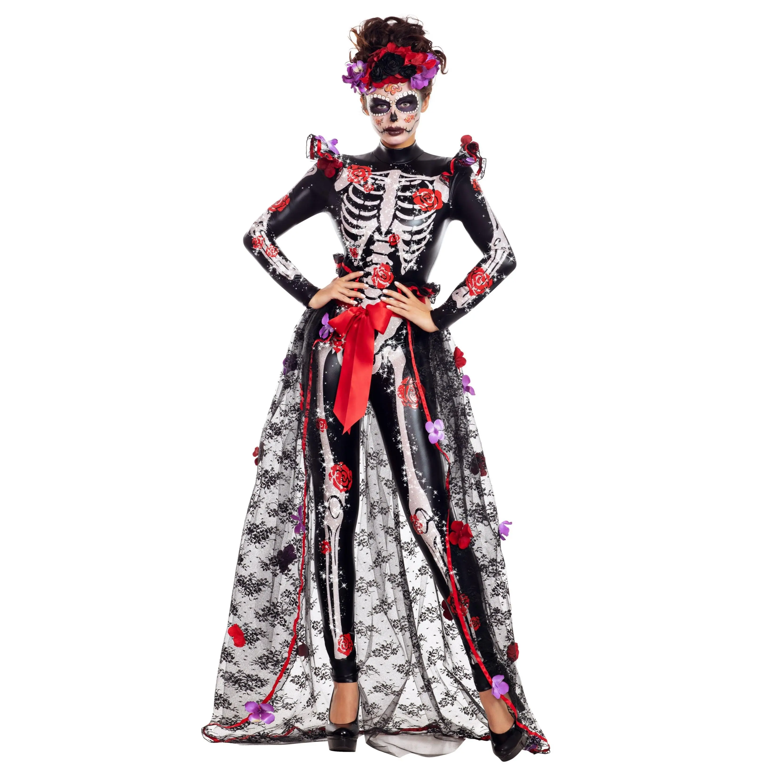 Day of the Dead Glitter Skeleton Dress Halloween Costume