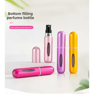 Refillable Perfume Atomizer - 5ml Bottom-Fill Portable Perfume Spray Bottle, Leakproof Travel Cologne Dispenser with Visible Window, Reusable Mini Perfume Vial for Travel & Daily Use